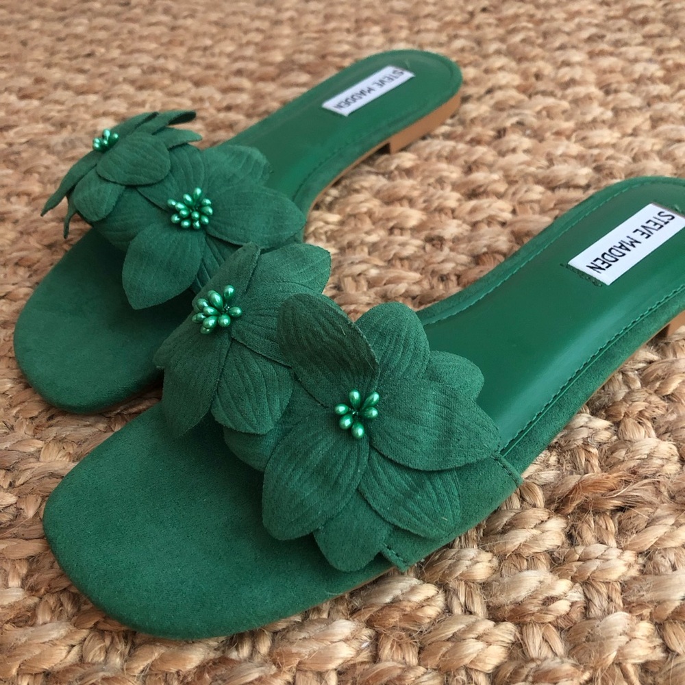 New: Steve Madden Melena Flower Flat Slide Sandals. Size 9 - Picture 5 of 9